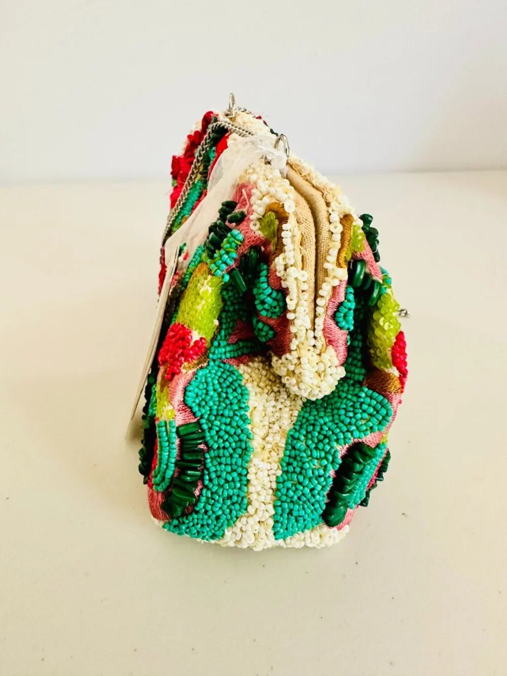 TIK TOK VIRAL HANDCRAFTED IN INDIA BEADED CLUTCH SHOULDER BAG - Picture 4 of 10